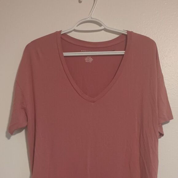 American Eagle Soft & Sexy Brick Red V-neck Shirt Women's Sz Small Petite - Picture 4 of 7